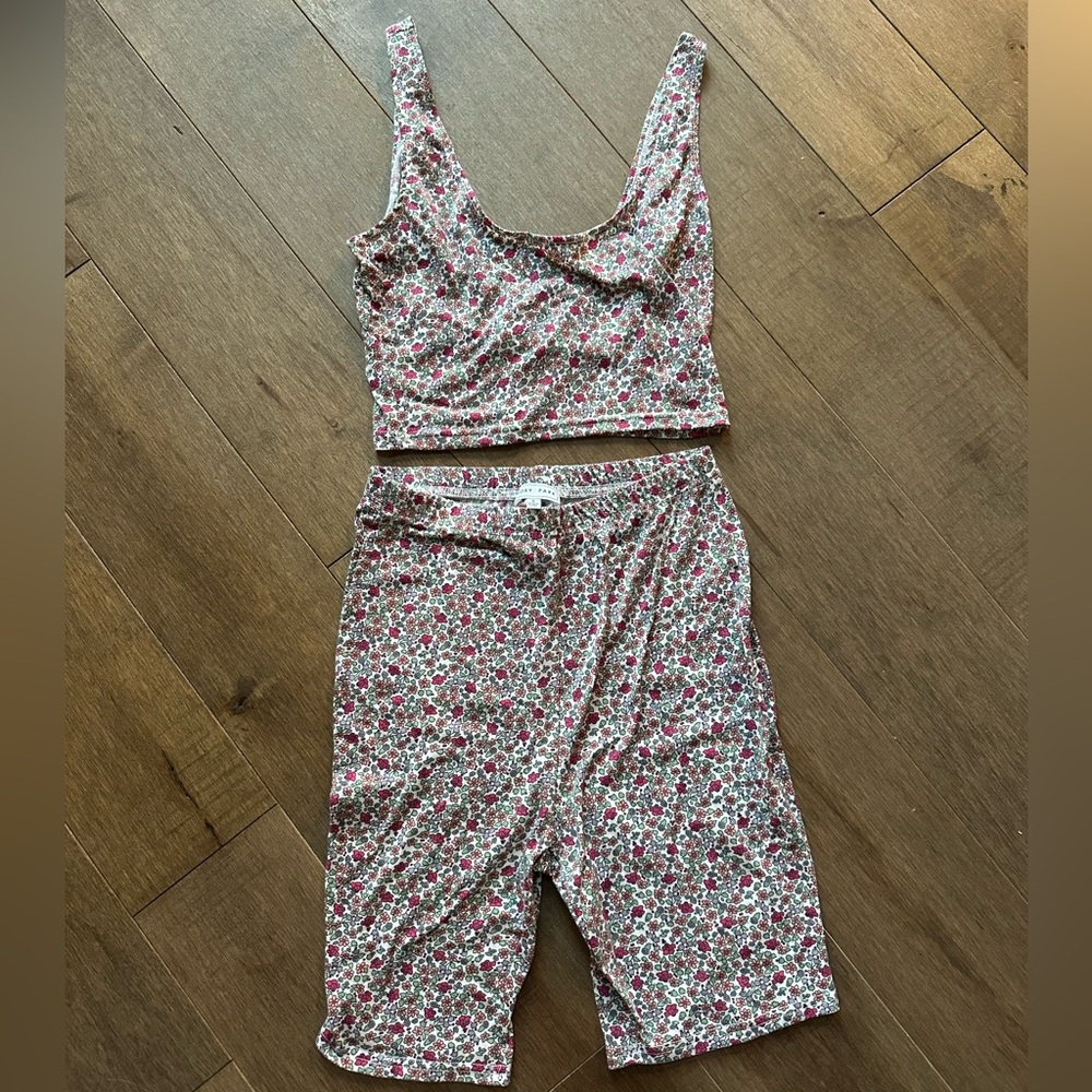 FLORAL BIKER SHORT SET